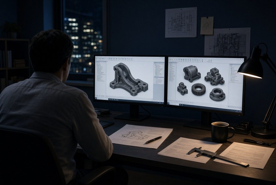 Ingenieur bei der Arbeit an einem CAD-Modell