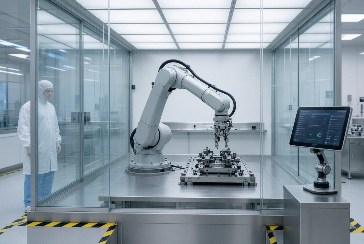 Automatisierte Fertigungszelle in einer Produktionsanlage